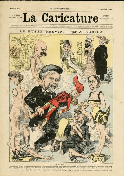 Albert Robidan (1848-1926) kuvitus La Caricaturen (1880) kanteen tekijältä Albert Robida