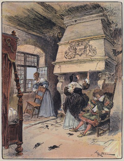 Kuvitus Le Capitaine Bellormeaulle, jonka on kuvittanut A Robida (väri litho) tekijältä Albert Robida