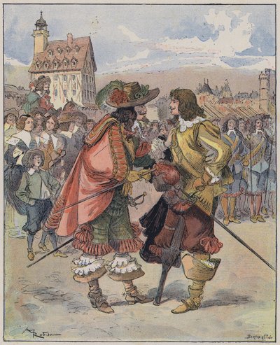 Kuvitus Le Capitaine Bellormeaulle, jonka on kuvittanut A Robida (väri litho) tekijältä Albert Robida