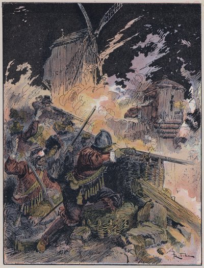 Kuvitus Le Capitaine Bellormeaulle, jonka on kuvittanut A Robida (väri litho) tekijältä Albert Robida