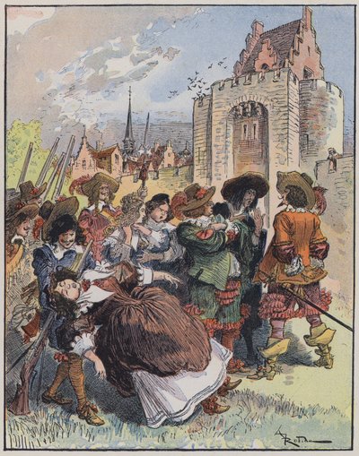 Kuvitus Le Capitaine Bellormeaulle, jonka on kuvittanut A Robida (väri litho) tekijältä Albert Robida