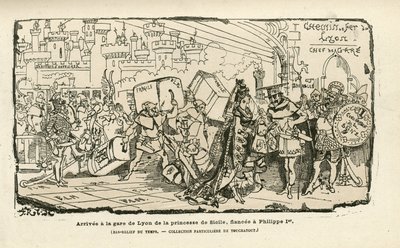Illustration af Albert Robida (1848-1926) i Histoire de France tintamarresque, ca. 1880 - Station, Ancien regime, Sicilien - Philippe Ifinnish tekijältä Albert Robida