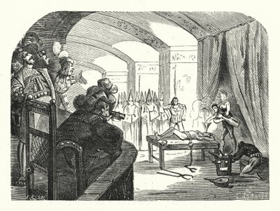 Inkvisitio Ranskassa Fransiskus I:n valtakaudella (kaiverruskuva) tekijältä Albert Robida