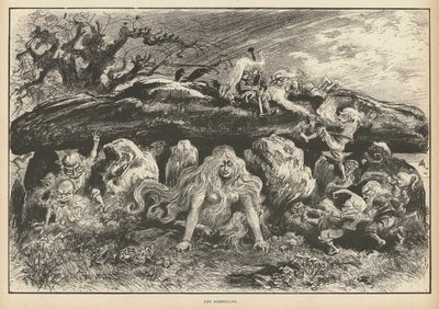 Korriganit, Bretonin legendan henget (litho) tekijältä Albert Robida