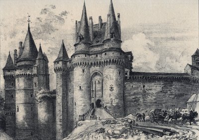 Le Chatelet a Vitre Ille-et-Vilainessa - Vanha Ranska - Bretagne - tekstiä, piirustuksia ja litografioita, Albert Robida (1848-1926), päivätty 1800-luvun loppu tekijältä Albert Robida
