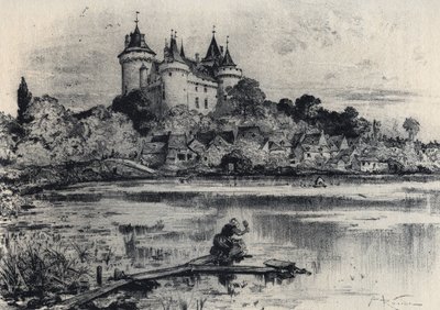 Combourgin linna Ille-et-Vilainessa - Vanha Ranska - Bretagne - tekstiä, piirustuksia ja litografioita, Albert Robida (1848-1926) päivätty 1800-luvun loppu tekijältä Albert Robida