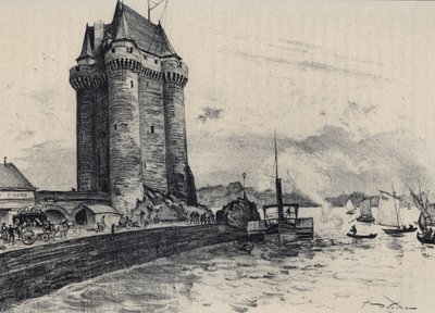 Torni Solidor linnoittaa Saint-Malossa, Saint-Servanin alueella - Vanha Ranska - Bretagne - tekstiä, piirustuksia ja litografioita, Albert Robida (1848-1926). tekijältä Albert Robida