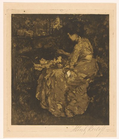 Dona alimentant un nen en un bressol de farinetes tekijältä Albert Roelofs (signed by artist)