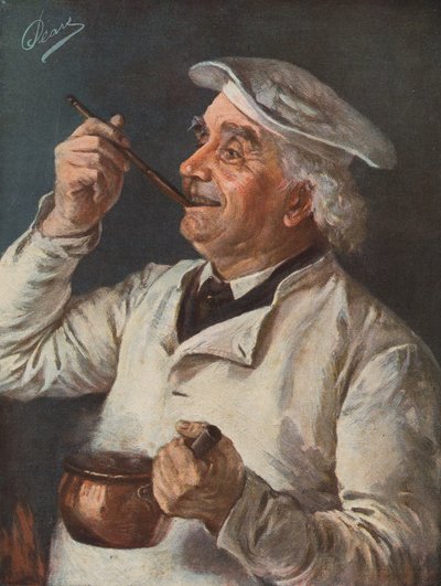 Maistelu (värillinen litografia) tekijältä Albert William Holden