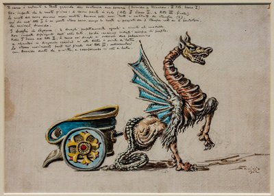 II näytös, ensimmäinen kohtaus ja kolmas näytös, näyttämölaitteet: Armidan vaunut Armidalle, G. Rossini. tekijältä Alberto  Savinio