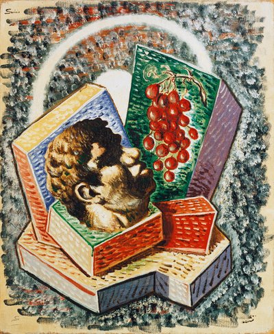 Testa con uva (Pää ja viinirypäleet) (öljy kankaalle) tekijältä Alberto  Savinio