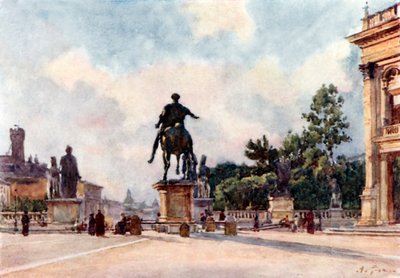Marcus Aureliuksen pronssinen patsas Capitolissa tekijältä Alberto Pisa