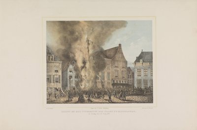 Näkymä palon syttymisestä Middelburgissa. sunnuntaina 28. kesäkuuta 1857 (otsikko esineessä) tekijältä Albertus Anthonius Nunnink