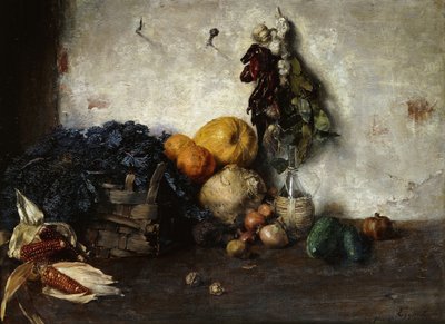 Vihannesten asetelma muurin äärellä, 1890 tekijältä Albin Egger Lienz