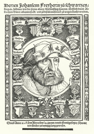 Johann of Schwarzenberg, saksalainen moralisti, runoilija ja uudistaja (kaiverrus) tekijältä Albrecht (after) Durer or Duerer