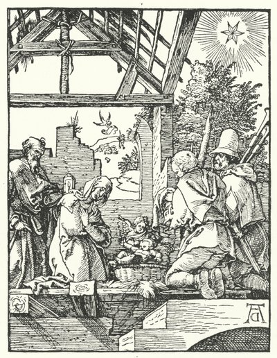 Paimenten palvonta (kaiverrus) tekijältä Albrecht (after) Durer or Duerer
