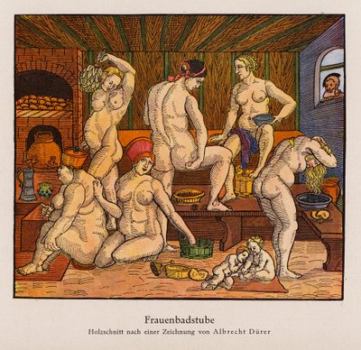 JulianehøjaNaisten kylpylä (väri litho) tekijältä Albrecht (after) Durer or Duerer