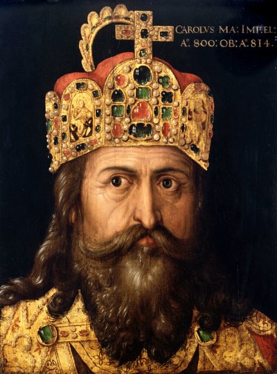 ""Kaarle Suuren muotokuva (742-814)"" Maalaus Albrecht Durerin työpajasta, noin 1514 Deutsches Historisches Museum Berlin, Saksa tekijältä Albrecht (follower of) Durer or Duerer