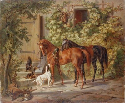 Hevoset kuistilla, 1843. tekijältä Albrecht Adam