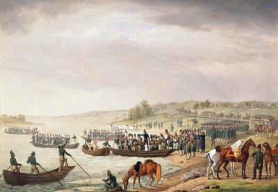 Italian Eugene de Beauharnaisin joukko ylitti Niemenin 30. kesäkuuta 1812 1815. tekijältä Albrecht Adam