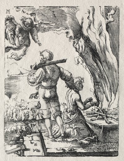 Abrahamin uhri, n. 1520. tekijältä Albrecht Altdorfer