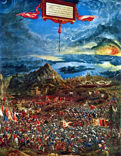 Saksa: Historienzyklus: Alexanderschlacht (Schlacht bei Issus) Aleksanterin taistelu Issusissa. tekijältä Albrecht Altdorfer