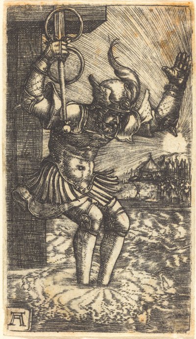 Horatio Cocles hyppäämässä Tiber-jokeen tekijältä Albrecht Altdorfer