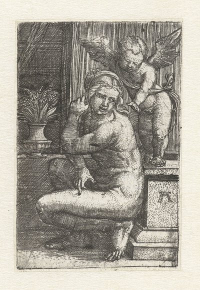Polvistuva Venus Cupidon kanssa tekijältä Albrecht Altdorfer