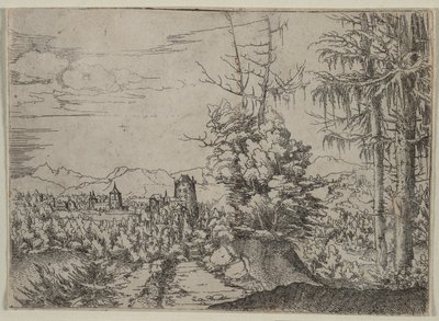Maisema kahdella männyllä, 1522-1525. tekijältä Albrecht Altdorfer