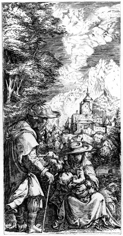 Lepää lennossa Egyptiin, c1515-1519 1849. tekijältä Albrecht Altdorfer