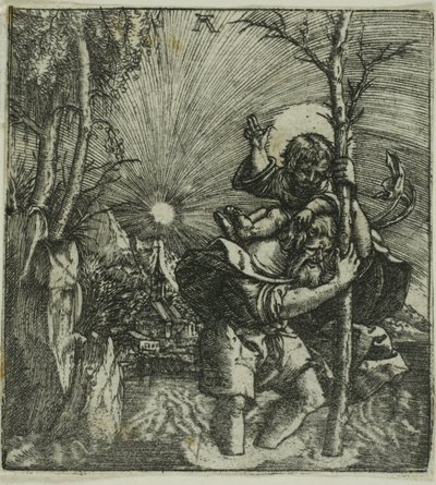 Pyhä Kristoffer kantaa Kristuksen lasta tekijältä Albrecht Altdorfer
