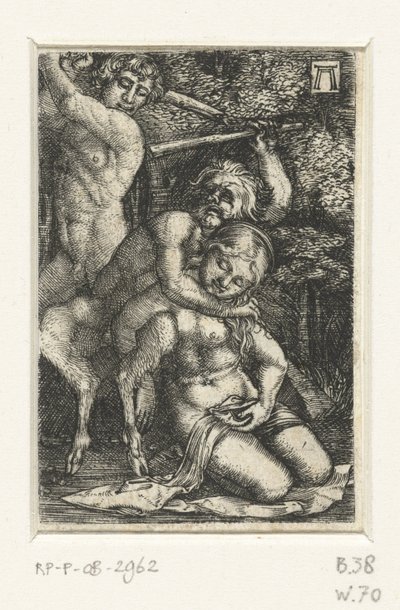 Satyr ja mies tappelevat naisesta tekijältä Albrecht Altdorfer