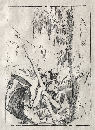 Pyhä Kristofer ylittää veden Kristuksen olkapäillään tekijältä Albrecht Altdorfer