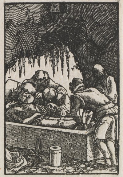 Ihmisen lankeemus ja lunastus: Kristuksen hautaaminen tekijältä Albrecht Altdorfer