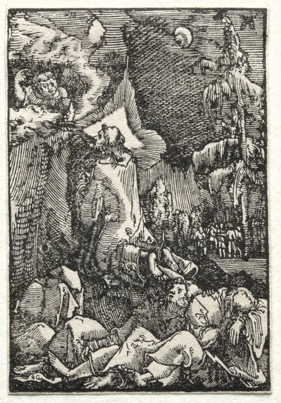Ihmisen lankeemus ja lunastus: Chirst Öljymäellä, n. 1515. tekijältä Albrecht Altdorfer