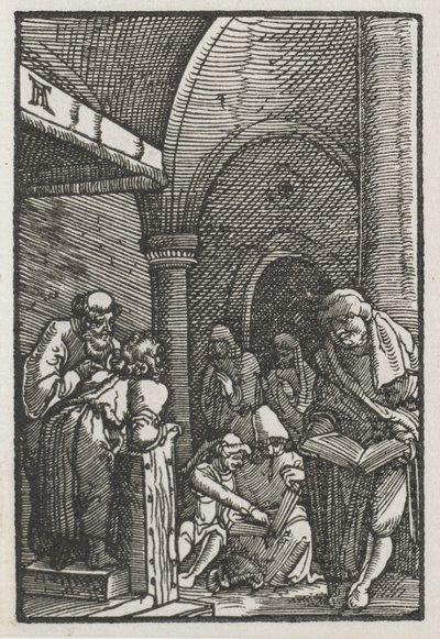 Ihmisen lankeemus ja lunastus: Kristus kiistelee lääkäreiden kanssa, c. 1515. tekijältä Albrecht Altdorfer