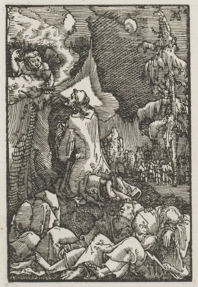 Ihmisen lankeemus ja lunastus: Kristus Öljymäellä, n. 1515. tekijältä Albrecht Altdorfer