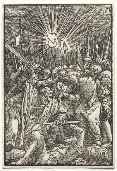 Ihmisen lankeemus ja lunastus: Kristus vangittiin, n. 1515. tekijältä Albrecht Altdorfer