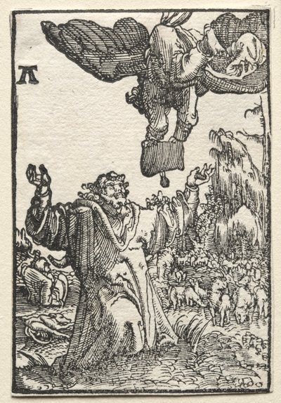 Ihmisen lankeemus ja lunastus: Enkelin viesti Joachimille, n. 1515. tekijältä Albrecht Altdorfer