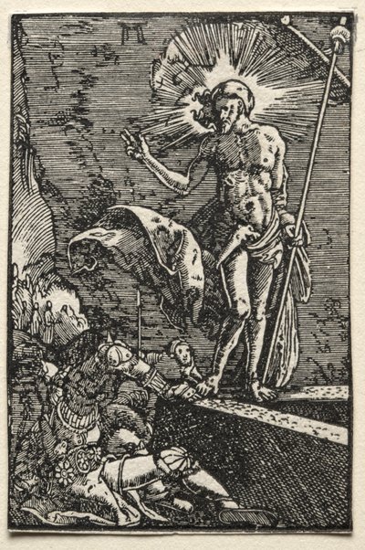 Ihmisen lankeemus ja lunastus: ylösnousemus, n. 1515. tekijältä Albrecht Altdorfer