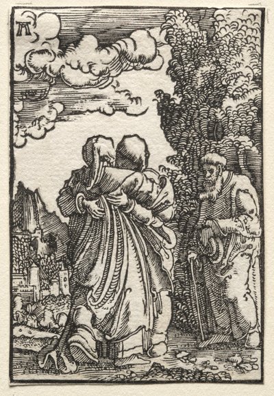 Ihmisen lankeemus ja lunastus: Vierailu, n. 1515. tekijältä Albrecht Altdorfer