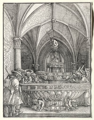 Pyhä perhe lennossa Egyptiin lähteellä, n. 1520. tekijältä Albrecht Altdorfer