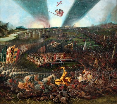 Kaarle Suuren voitto avareita vastaan Regensburgin lähellä. tekijältä Albrecht Altdorfer