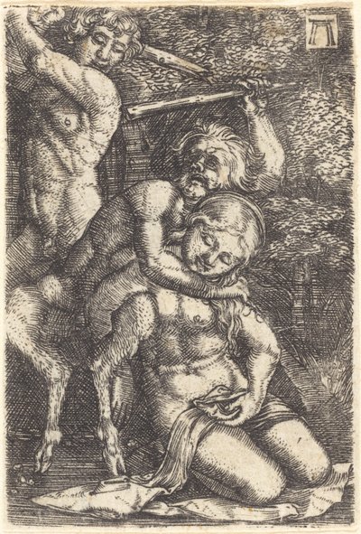 Kaksi satyyriä taistelevat nymfistä tekijältä Albrecht Altdorfer