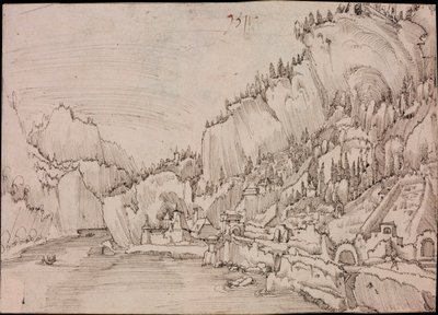 Näkymä Sarmingsteinista Tonavalla (Itävalta) - Albrecht Altdorferin piirustus (noin 1480-1538) tekijältä Albrecht Altdorfer