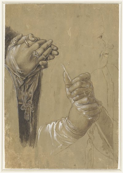 Kädet ja profiilipää tekijältä Albrecht Dürer (possibly)