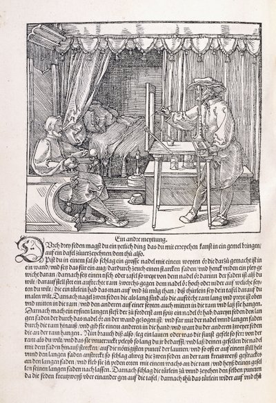Piirtäjä piirtää muotokuvaa piirustuskehyksen avulla, 1525 tekijältä Albrecht Dürer