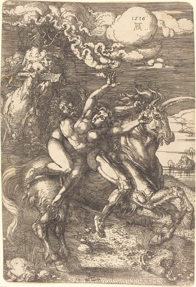 Yksisarvisen sieppaus tekijältä Albrecht Dürer