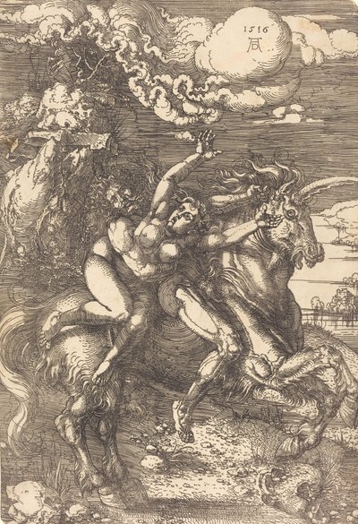 Yksisarvisen sieppaus, 1516. tekijältä Albrecht Dürer