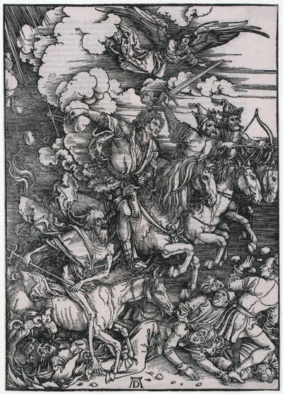 Apokalyptiset ratsastajat, III. hahmo, sarjan ”Apokalypsi” 5. arkki tekijältä Albrecht Dürer